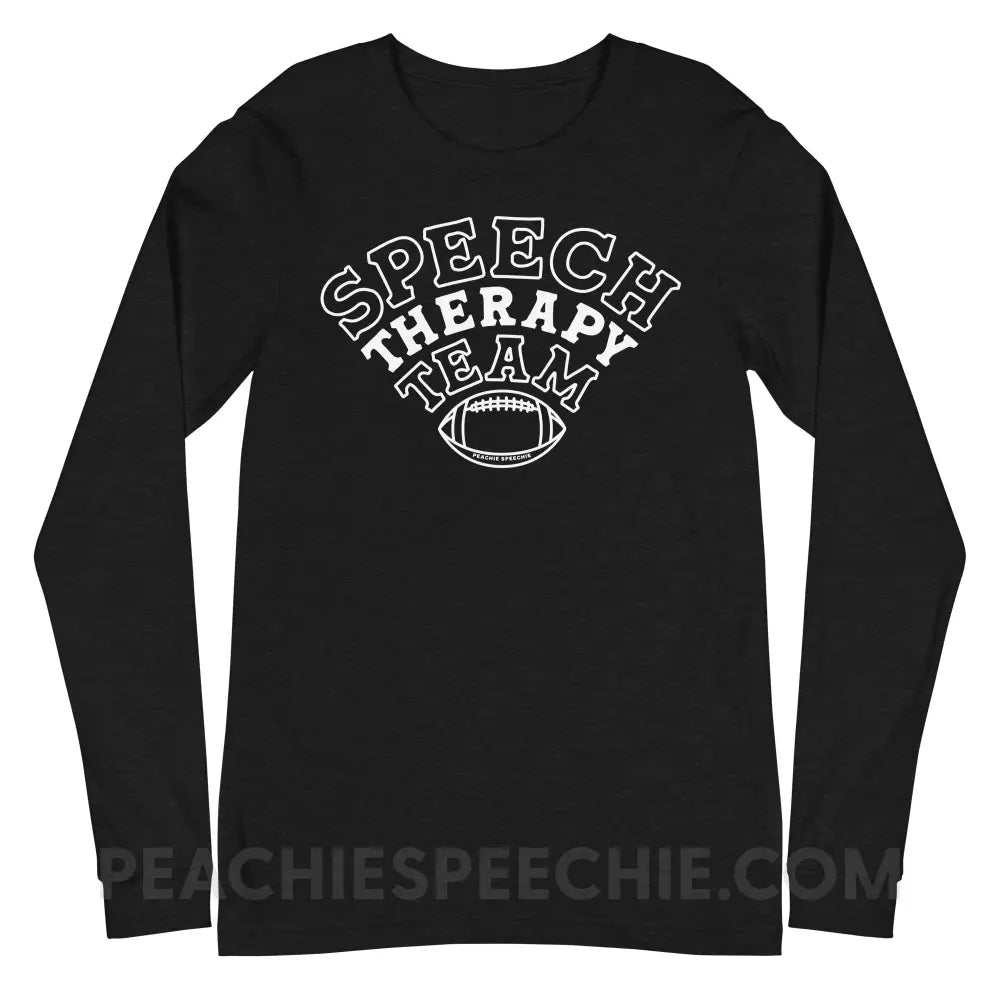 Speech Therapy Team Football Premium Long Sleeve - Black Heather / XS - peachiespeechie.com