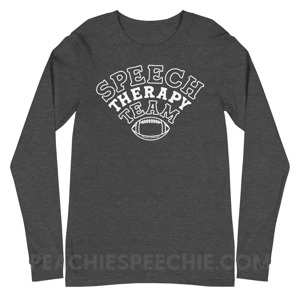 Speech Therapy Team Football Premium Long Sleeve - Dark Grey Heather / XS - peachiespeechie.com