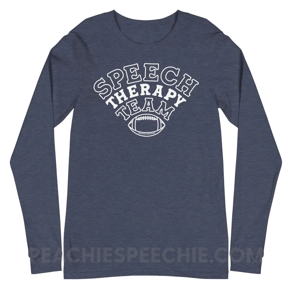 Speech Therapy Team Football Premium Long Sleeve - Heather Navy / XS - peachiespeechie.com