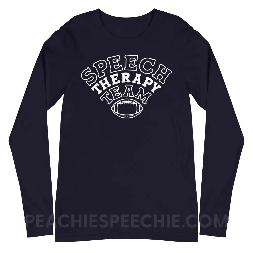 Speech Therapy Team Football Premium Long Sleeve - Navy / XS - peachiespeechie.com