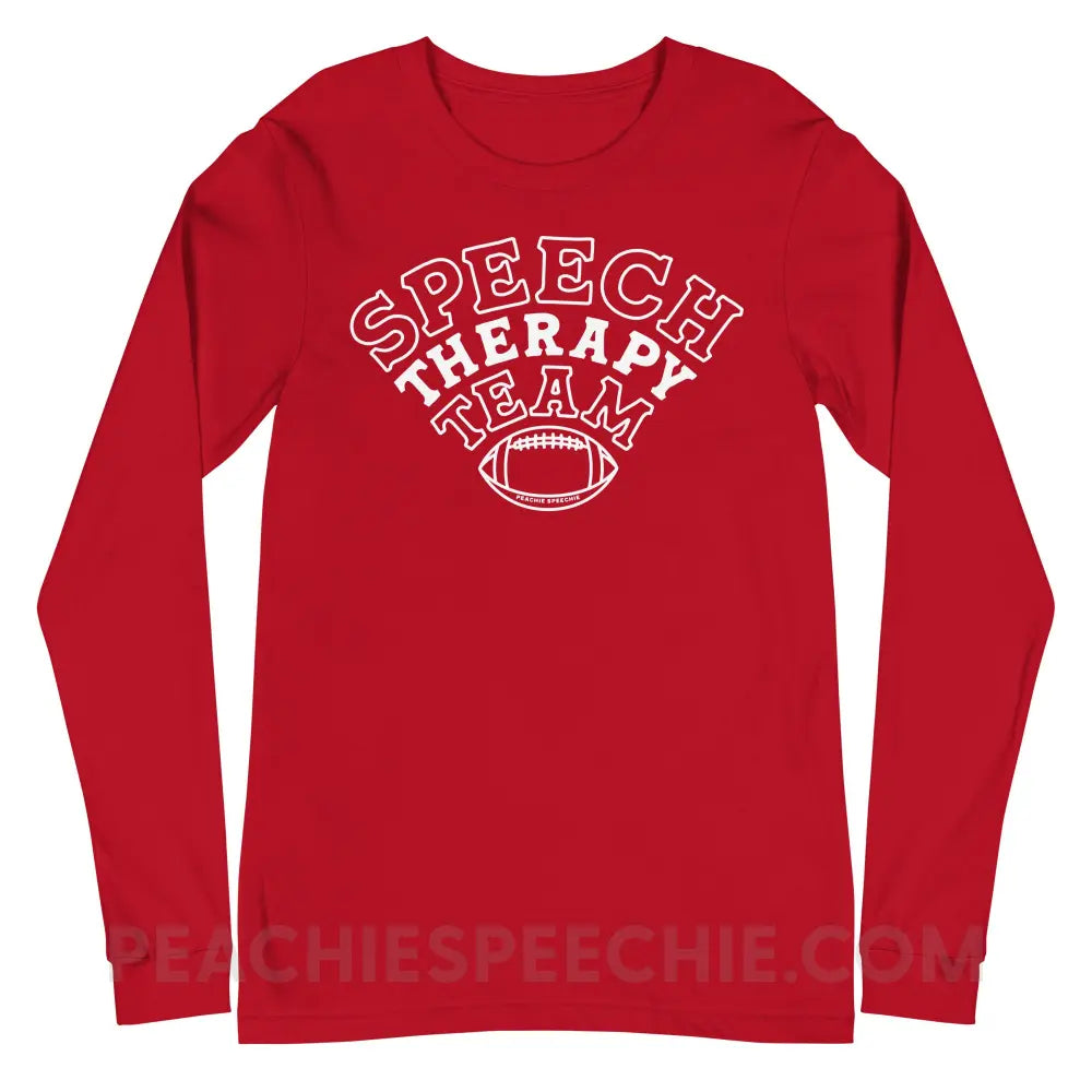 Speech Therapy Team Football Premium Long Sleeve - Red / XS - peachiespeechie.com