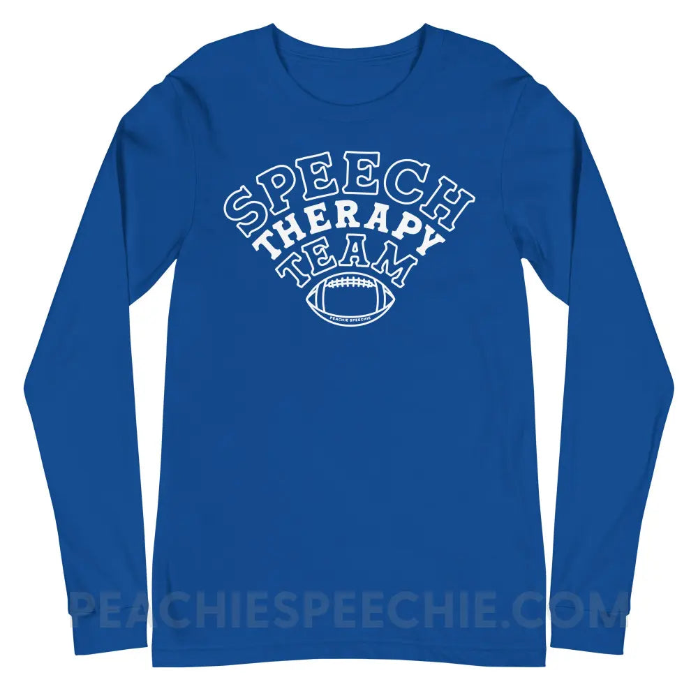 Speech Therapy Team Football Premium Long Sleeve - True Royal / XS - peachiespeechie.com