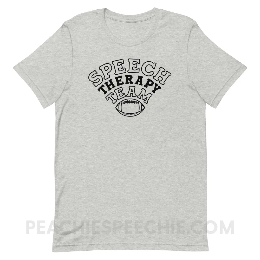 Speech Therapy Team Football Premium Soft Tee - Athletic Heather / XS - peachiespeechie.com