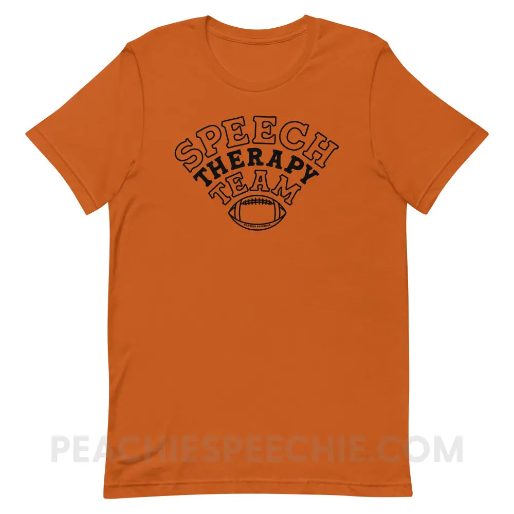 Speech Therapy Team Football Premium Soft Tee - Autumn / S - peachiespeechie.com