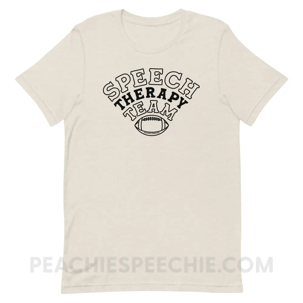 Speech Therapy Team Football Premium Soft Tee - Heather Dust / S - peachiespeechie.com