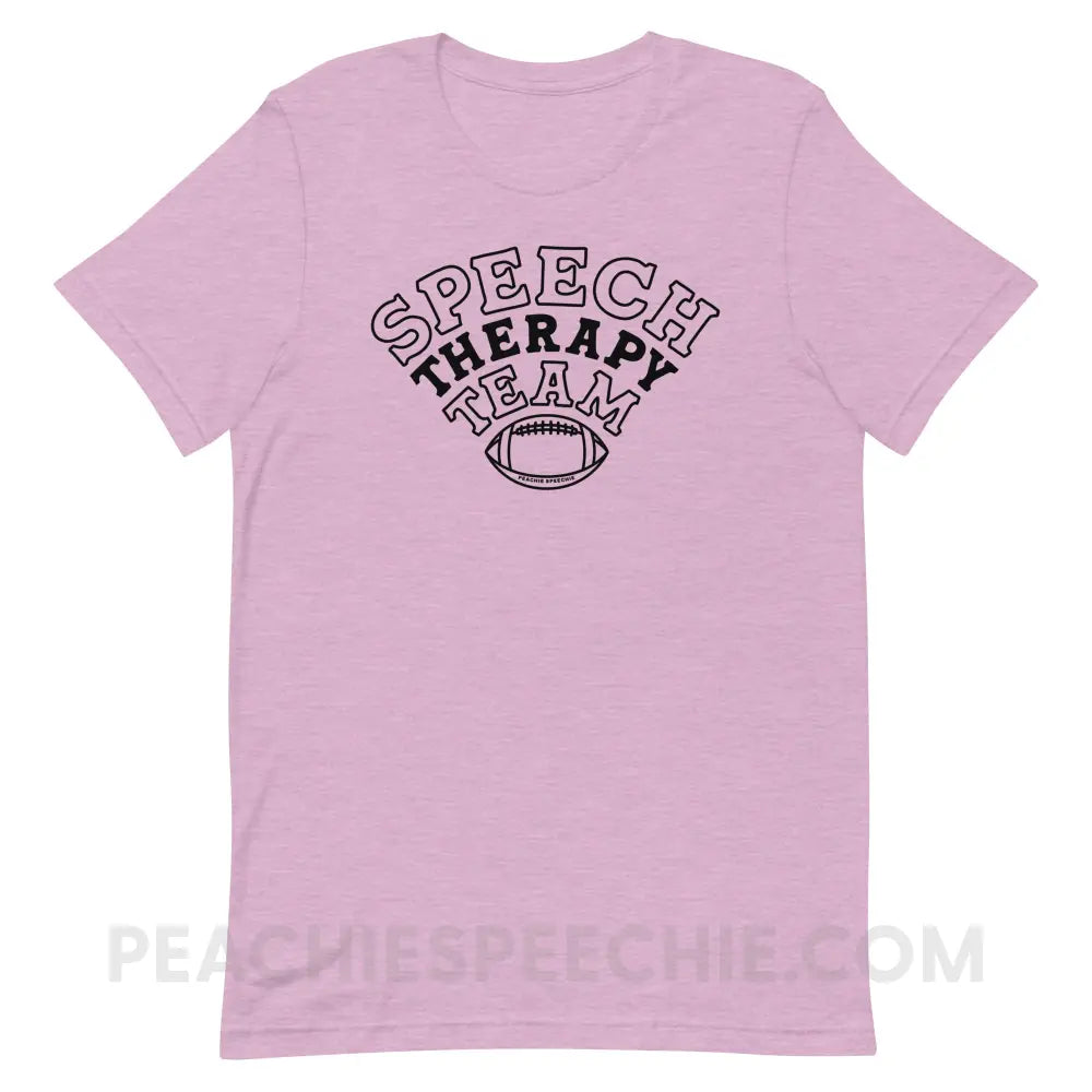 Speech Therapy Team Football Premium Soft Tee - Heather Prism Lilac / XS - peachiespeechie.com