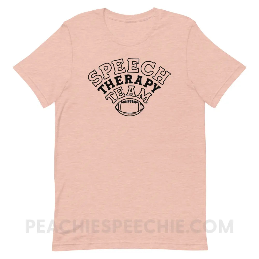 Speech Therapy Team Football Premium Soft Tee - Heather Prism Peach / XS - peachiespeechie.com