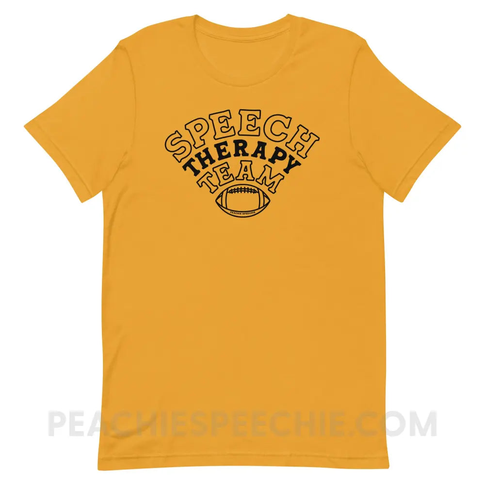 Speech Therapy Team Football Premium Soft Tee - Mustard / XS - peachiespeechie.com