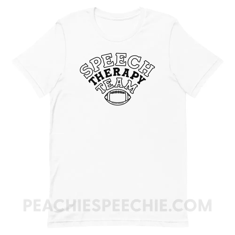 Speech Therapy Team Football Premium Soft Tee - White / XS - peachiespeechie.com