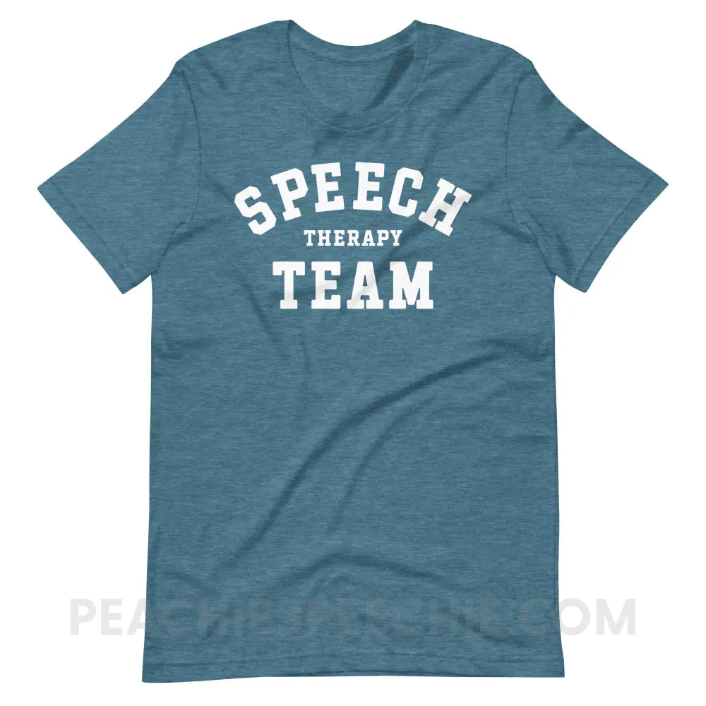 Speech Therapy Team Premium Soft Tee - Heather Deep Teal / S - peachiespeechie.com
