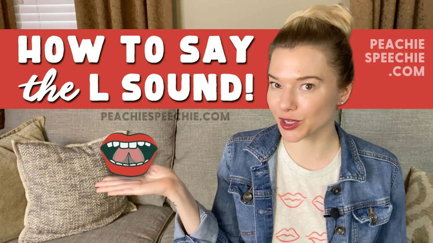 A speech therapy tutorial thumbnail showing how to pronounce the ’L’ sound.