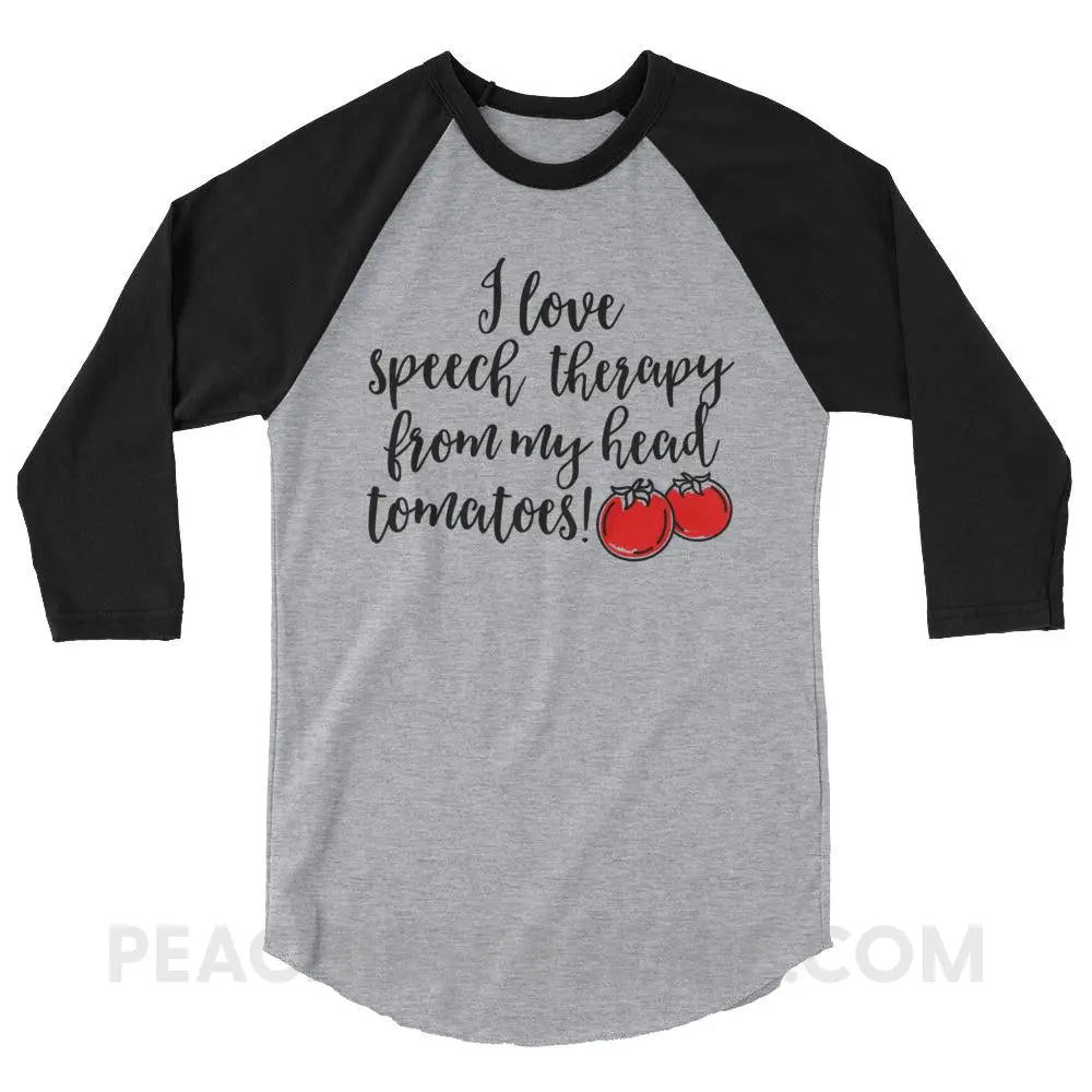Speech Tomatoes Baseball Tee - Heather Grey/Black / XS T-Shirts & Tops peachiespeechie.com