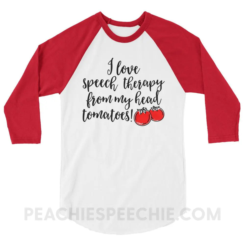 Speech Tomatoes Baseball Tee - White/Red / XS T-Shirts & Tops peachiespeechie.com