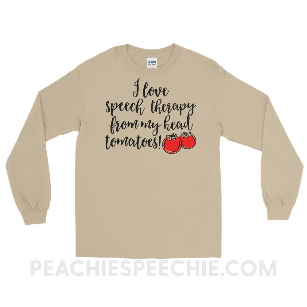 Speech Tomatoes Long Sleeve Tee - Sand / S - T-Shirts & Tops peachiespeechie.com