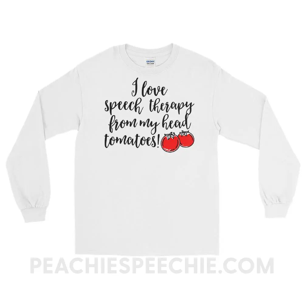 Speech Tomatoes Long Sleeve Tee - White / S - T-Shirts & Tops peachiespeechie.com