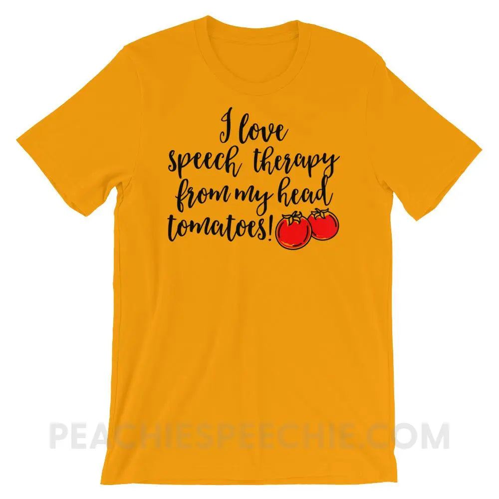 Speech Tomatoes Premium Soft Tee - Gold / S - T-Shirts & Tops peachiespeechie.com