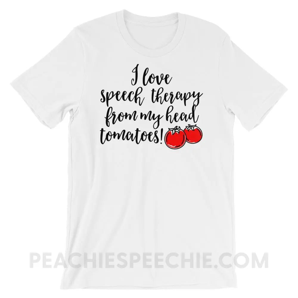 Speech Tomatoes Premium Soft Tee - White / XS - T-Shirts & Tops peachiespeechie.com