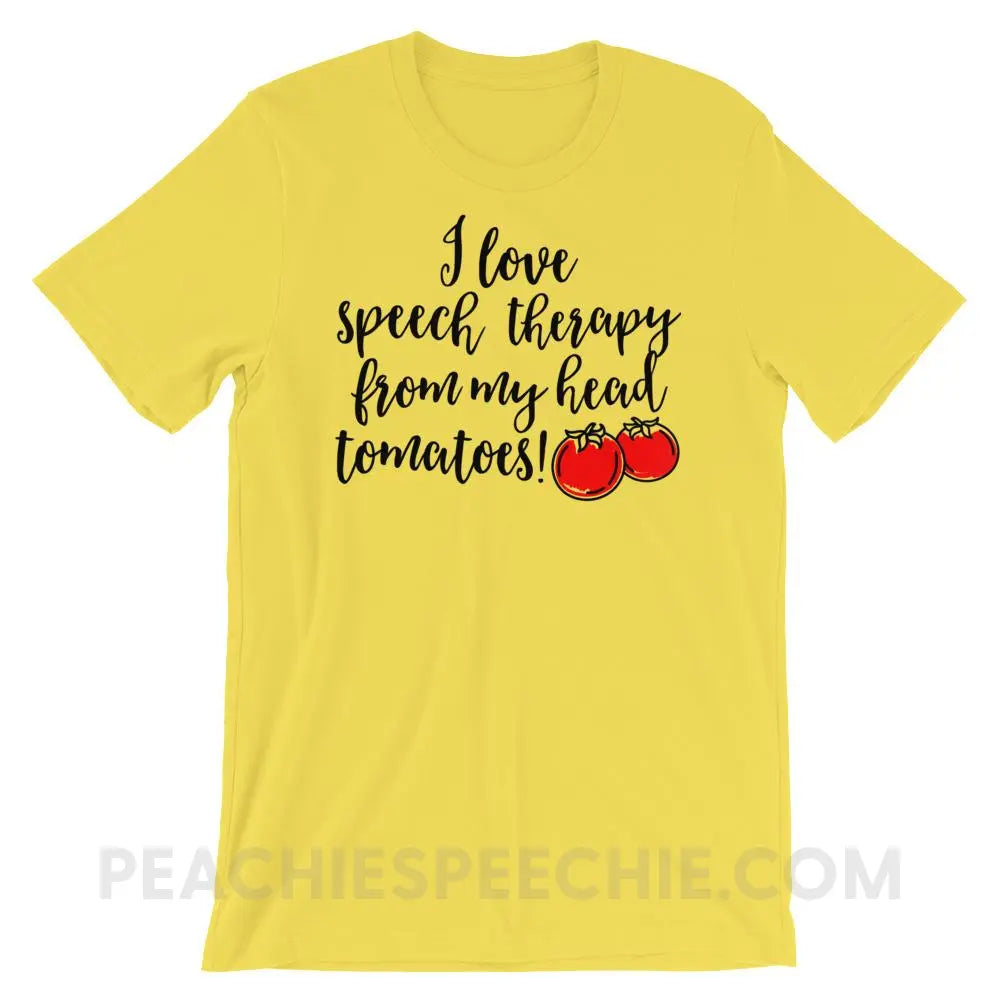 Speech Tomatoes Premium Soft Tee - Yellow / S - T-Shirts & Tops peachiespeechie.com