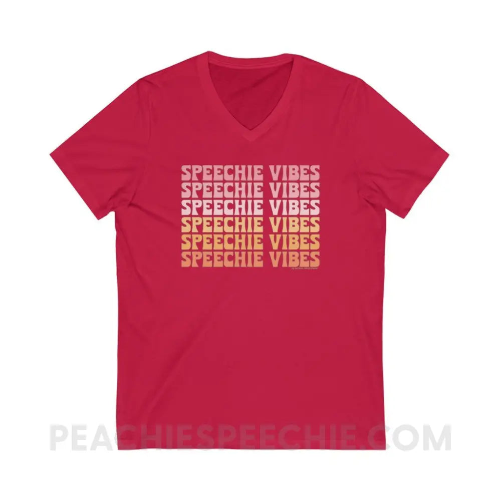 Speechie Vibes Soft V - Neck - Red / S - V - neck peachiespeechie.com