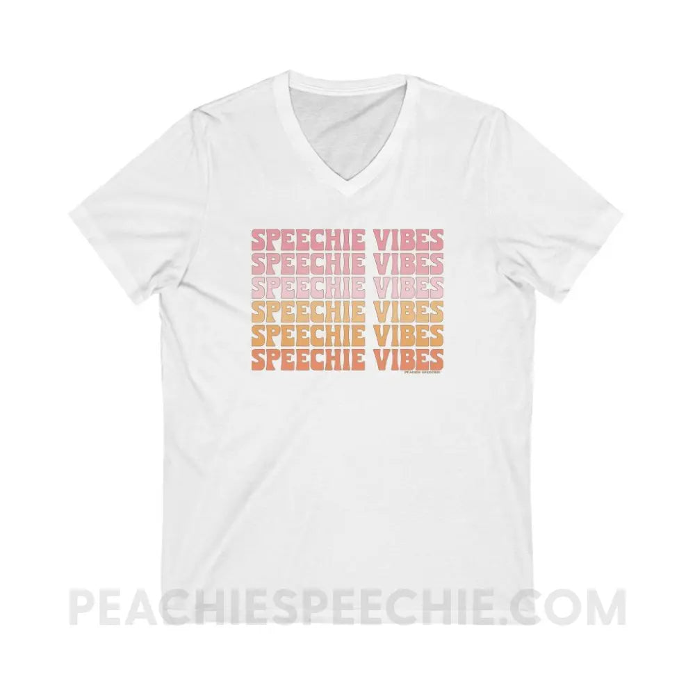 Speechie Vibes Soft V-Neck - White / S - V-neck peachiespeechie.com