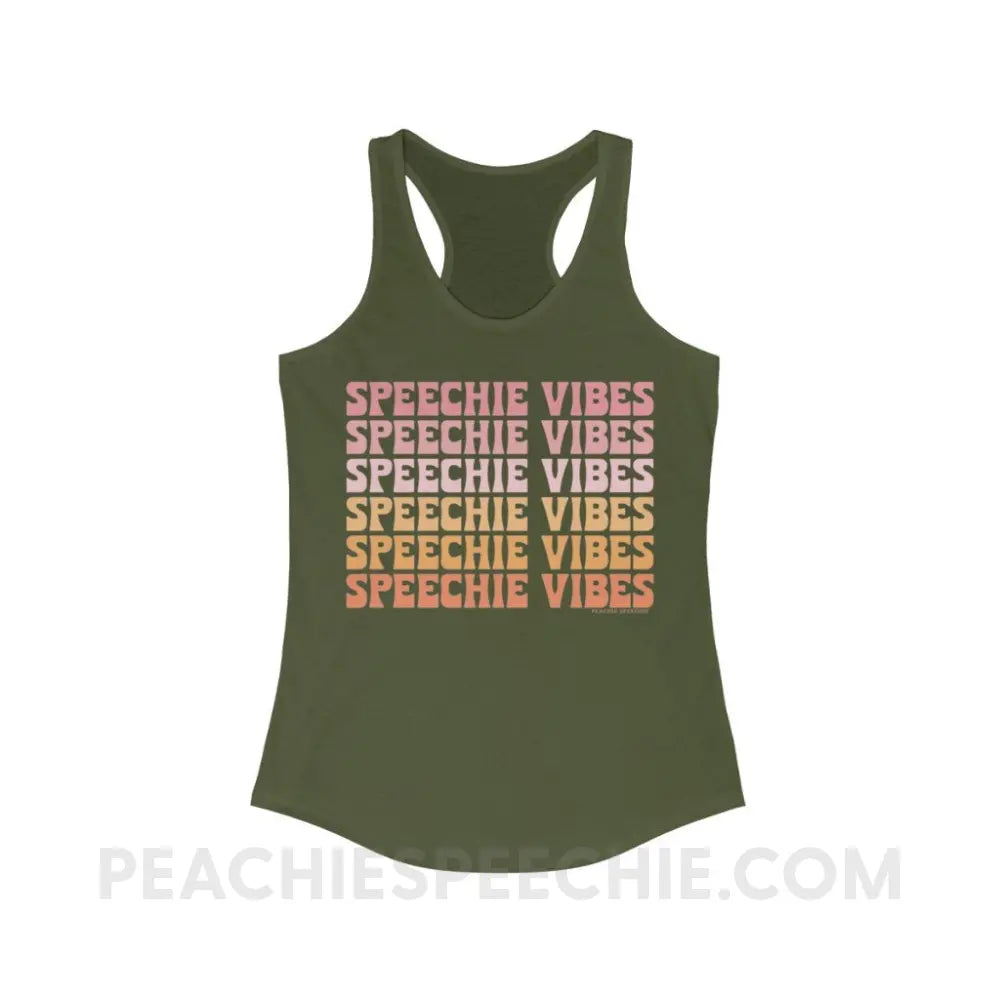 Speechie Vibes Superfly Racerback - Solid Military Green / XS - Tank Top peachiespeechie.com