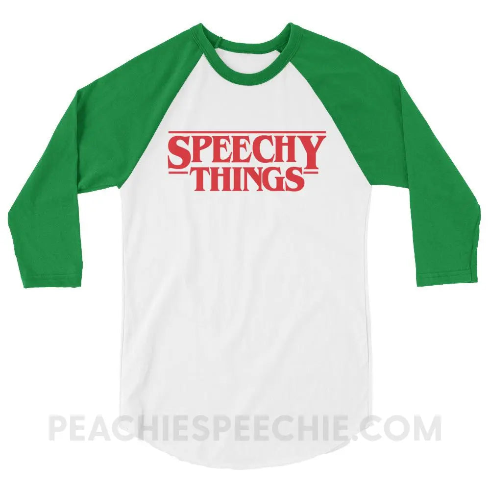 Speechy Things Baseball Tee - White/Kelly / XS T-Shirts & Tops peachiespeechie.com