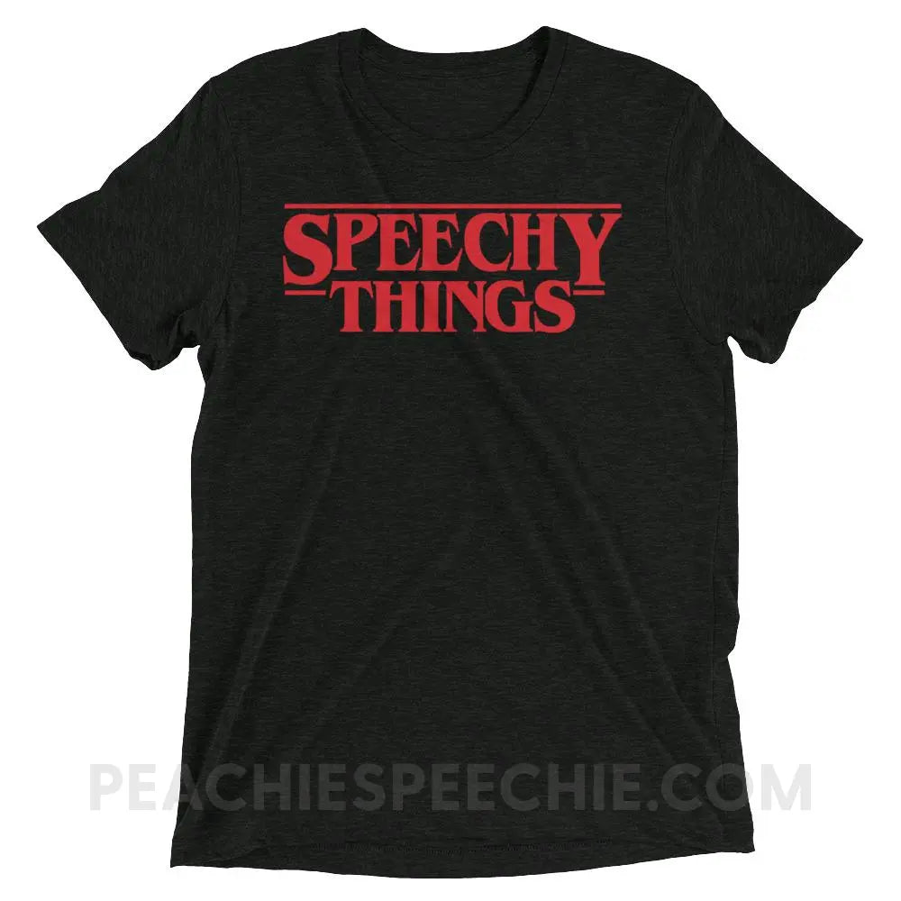 Speechy Things Tri-Blend Tee - Charcoal-Black Triblend / XS - T-Shirts & Tops peachiespeechie.com