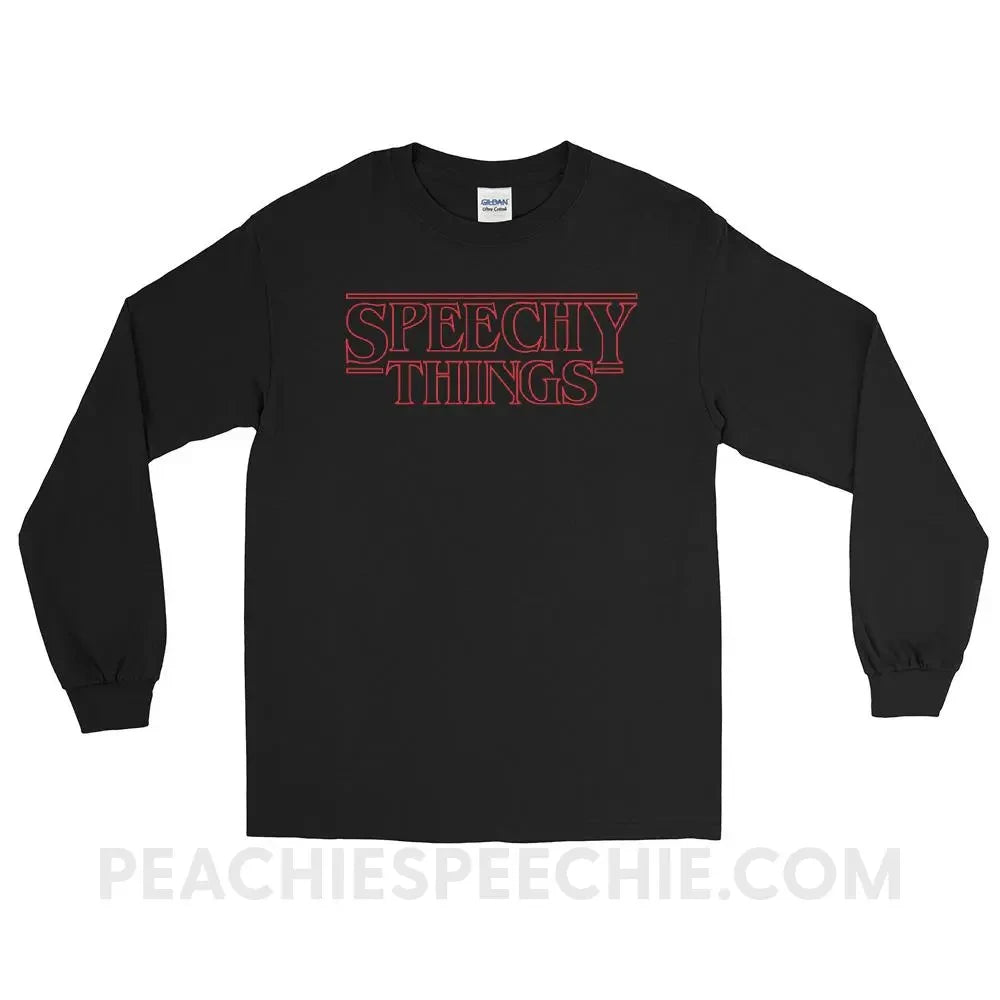 Speechy Things Long Sleeve Tee - Black / S - T-Shirts & Tops peachiespeechie.com