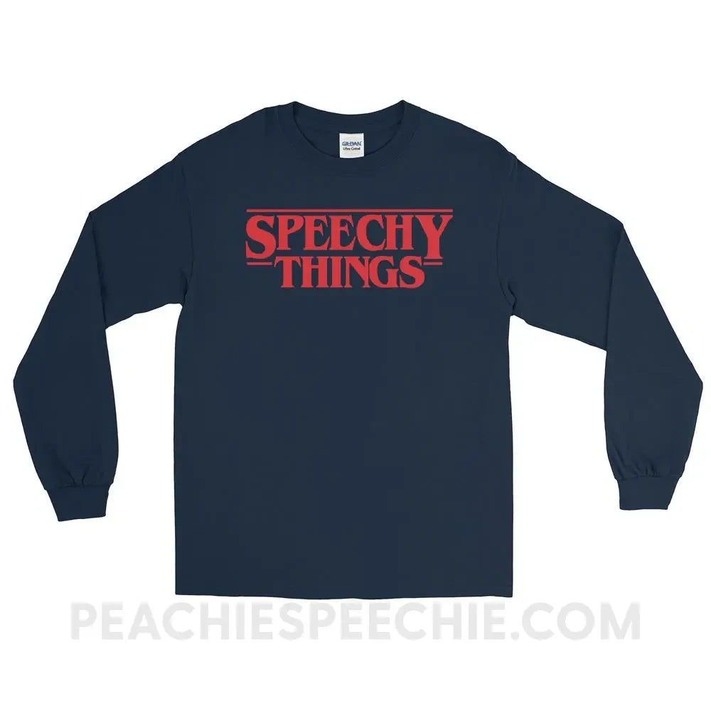 Speechy Things Long Sleeve Tee - Navy / S - T-Shirts & Tops peachiespeechie.com