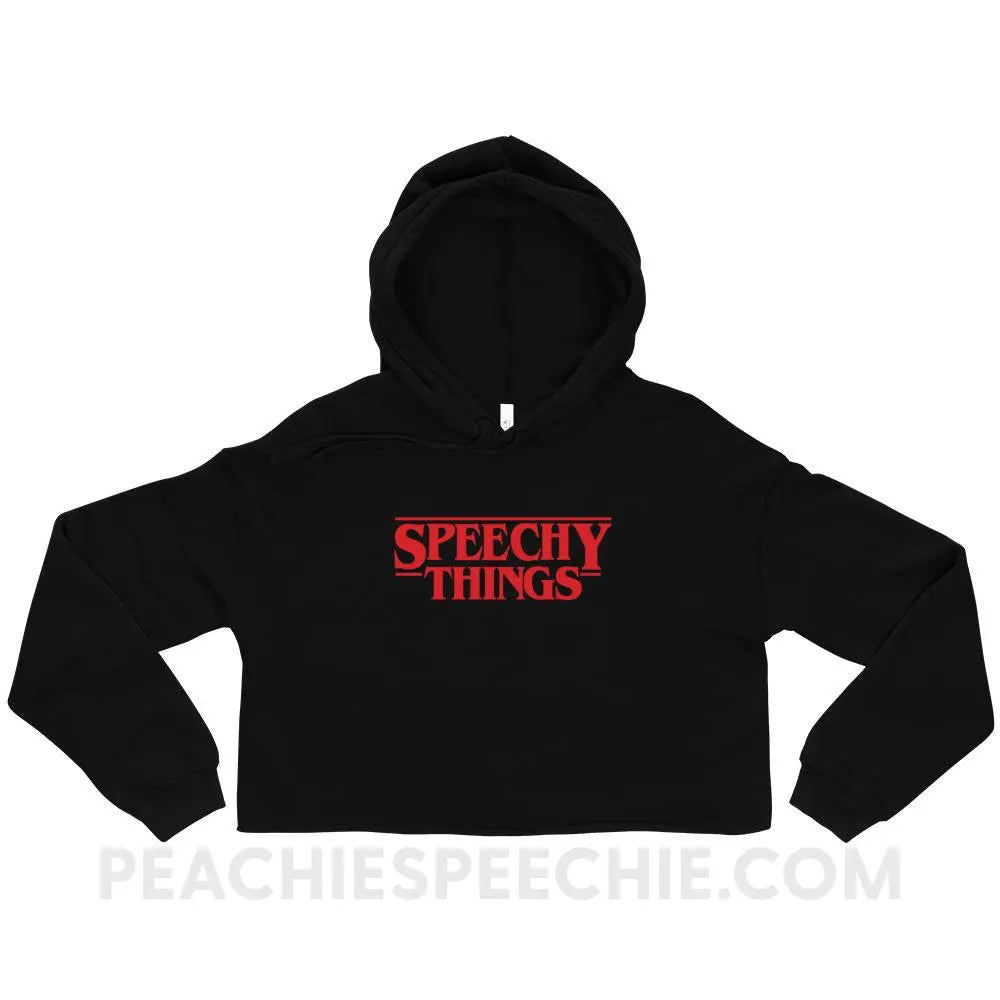 Speechy Things Soft Crop Hoodie - Black / S - Hoodies & Sweatshirts peachiespeechie.com