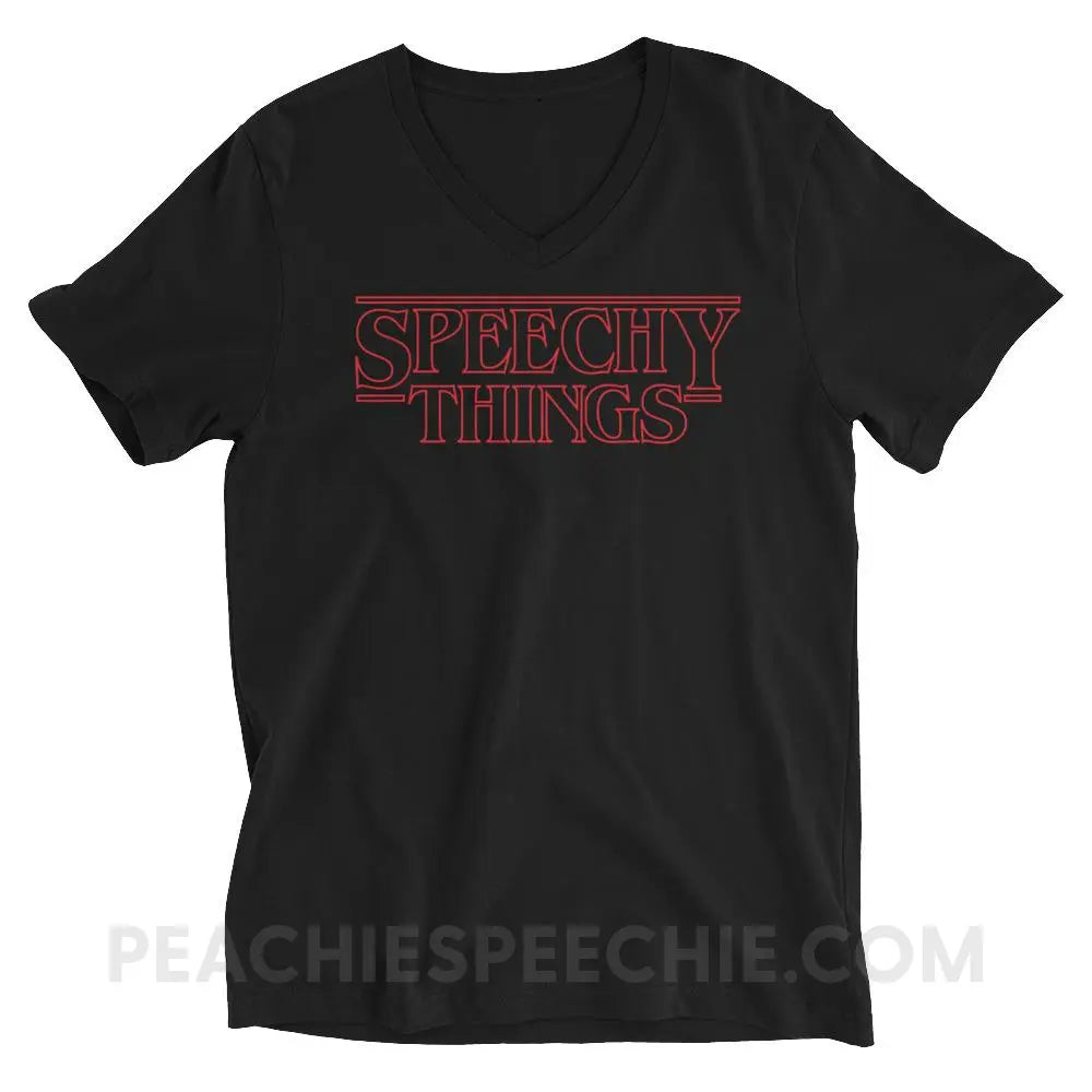 Speechy Things Soft V-Neck - Black / XS - T-Shirts & Tops peachiespeechie.com