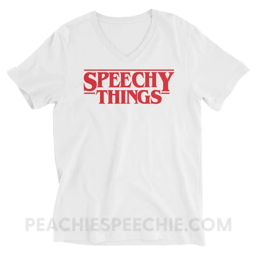 Speechy Things Soft V-Neck - White / XS - T-Shirts & Tops peachiespeechie.com