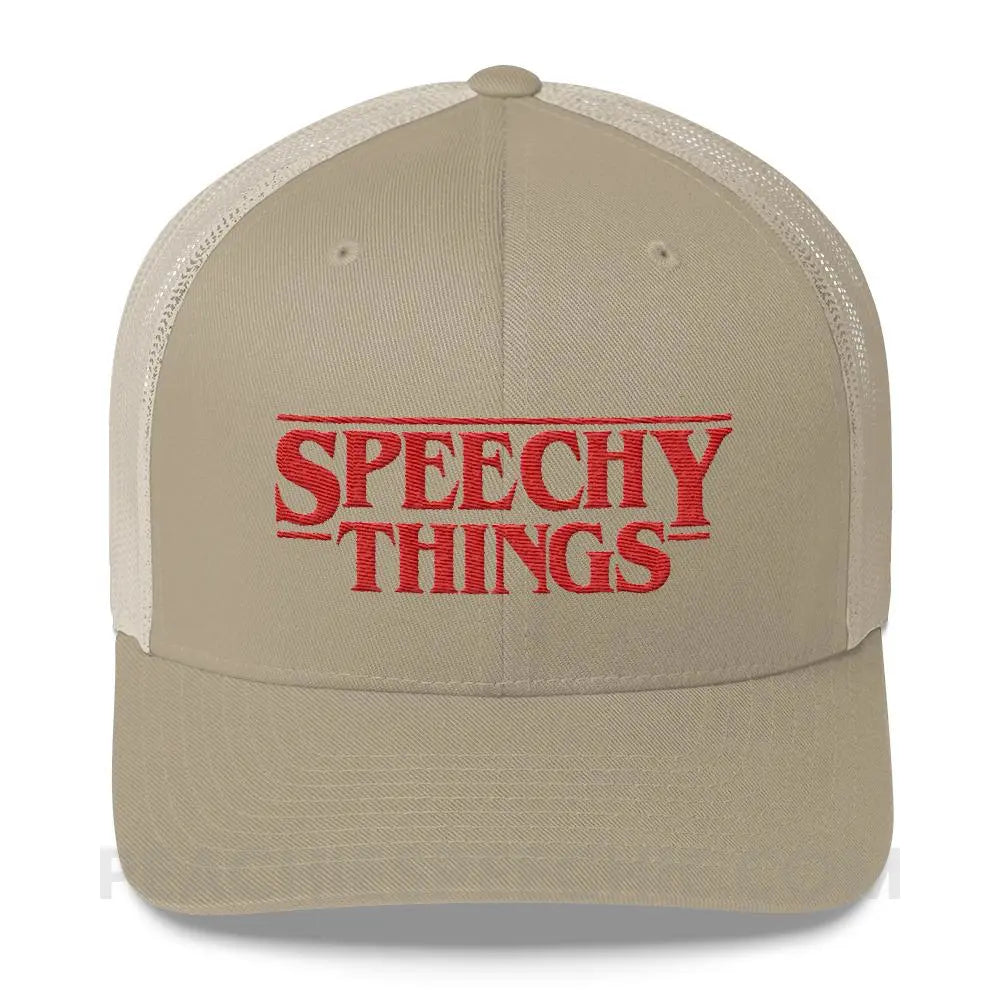 Speechy Things Trucker Hat - Khaki - Hats peachiespeechie.com