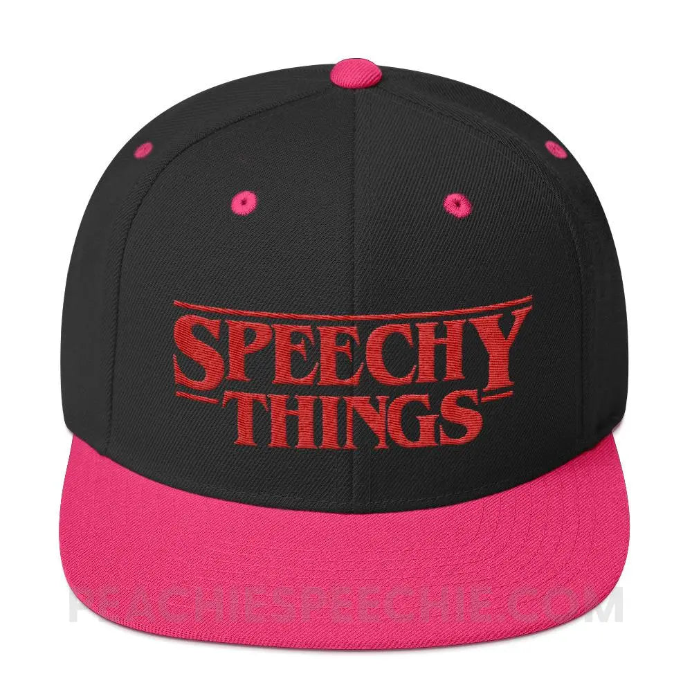 Speechy Things Wool Blend Ball Cap - Black/ Neon Pink - Hats peachiespeechie.com