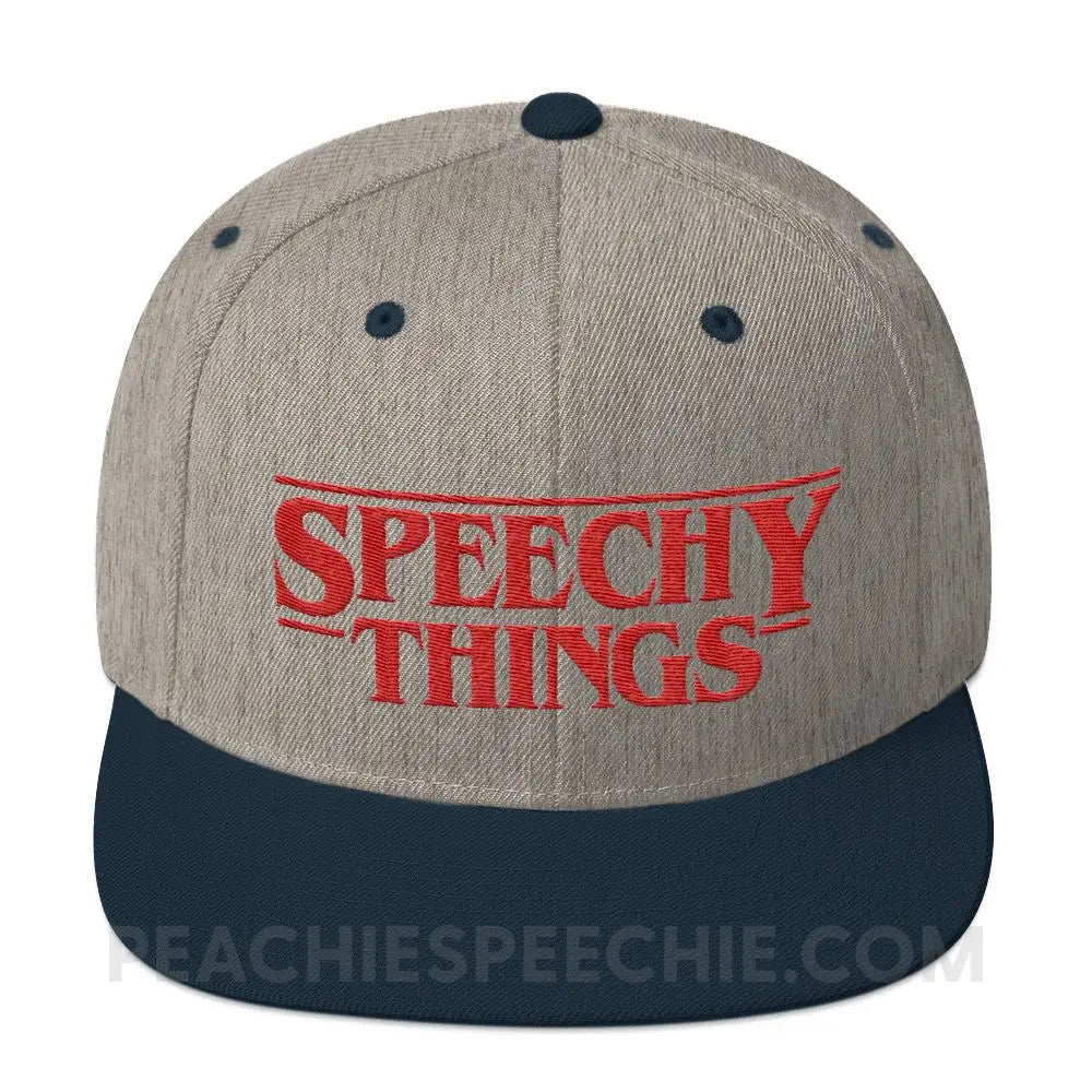 Speechy Things Wool Blend Ball Cap - Heather Grey/ Navy - Hats peachiespeechie.com