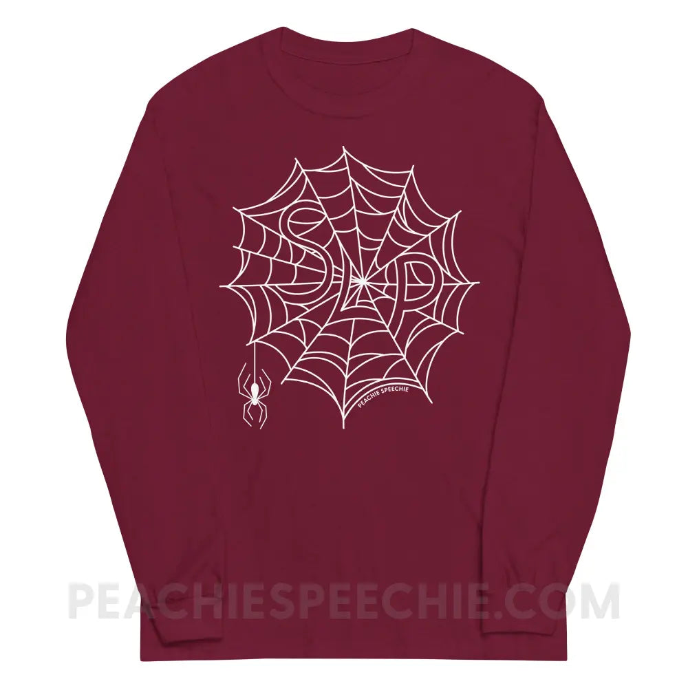Spider Web SLP Long Sleeve Tee - Maroon / S - peachiespeechie.com