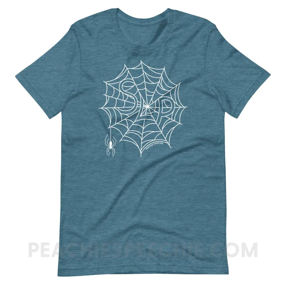 Spider Web SLP Premium Soft Tee - Heather Deep Teal / S - peachiespeechie.com