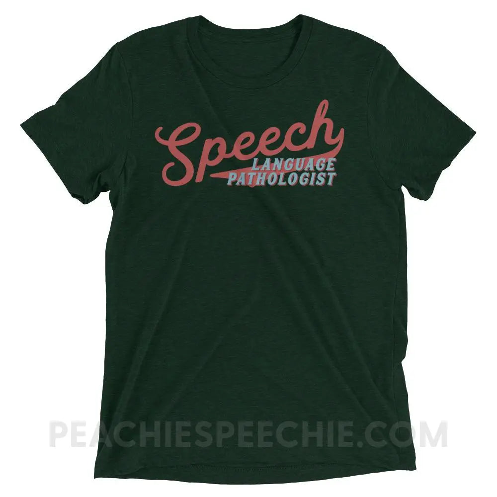 Sporty Speech Tri-Blend Tee - Emerald Triblend / XS - T-Shirts & Tops peachiespeechie.com