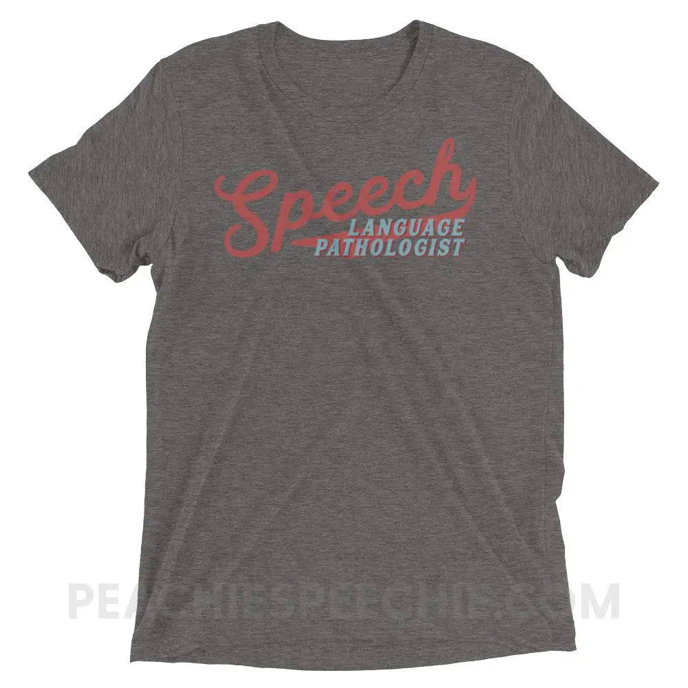 Sporty Speech Tri-Blend Tee - Grey Triblend / XS - T-Shirts & Tops peachiespeechie.com