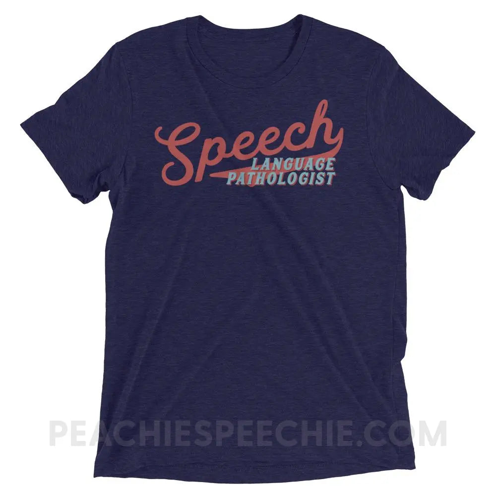 Sporty Speech Tri-Blend Tee - Navy Triblend / XS - T-Shirts & Tops peachiespeechie.com