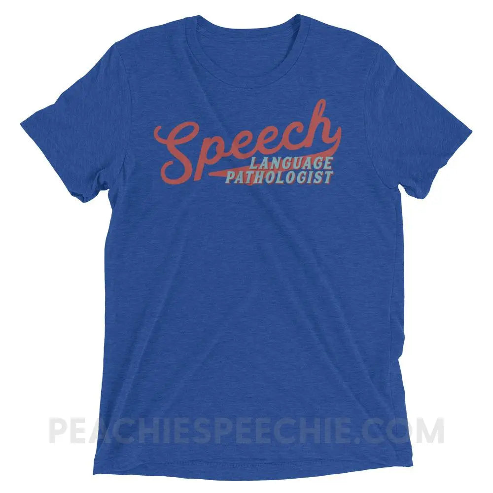 Sporty Speech Tri-Blend Tee - True Royal Triblend / XS - T-Shirts & Tops peachiespeechie.com