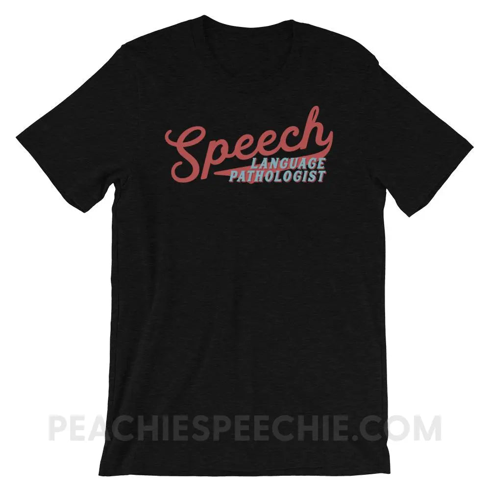 Sporty Speech Premium Soft Tee - Black Heather / S - T-Shirts & Tops peachiespeechie.com