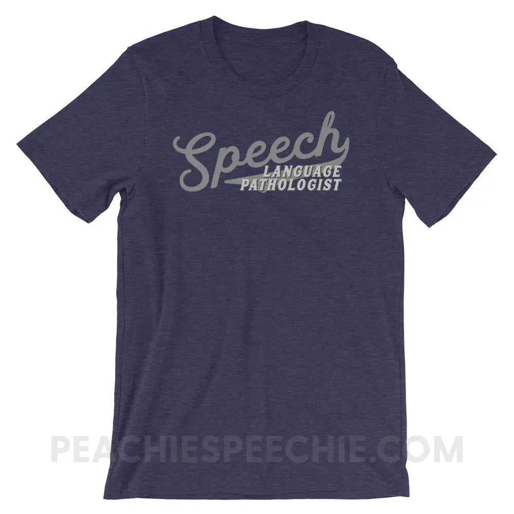 Sporty Speech Premium Soft Tee - Heather Midnight Navy / S - T-Shirts & Tops peachiespeechie.com