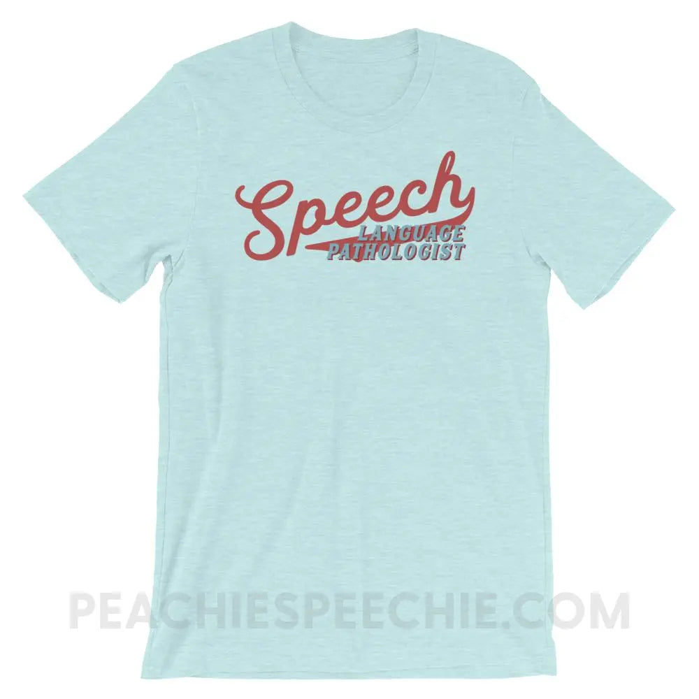 Sporty Speech Premium Soft Tee - Heather Prism Ice Blue / S - T-Shirts & Tops peachiespeechie.com