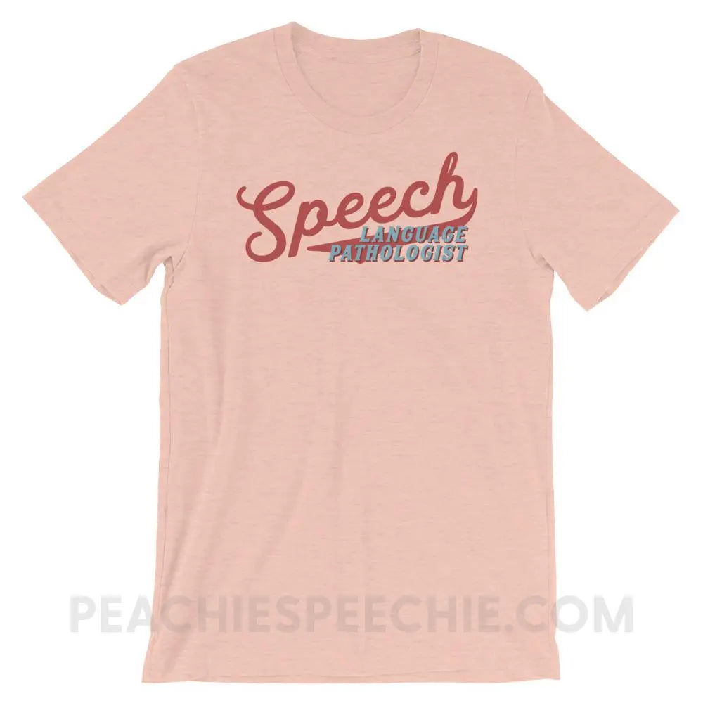 Sporty Speech Premium Soft Tee - Heather Prism Peach / S - T-Shirts & Tops peachiespeechie.com
