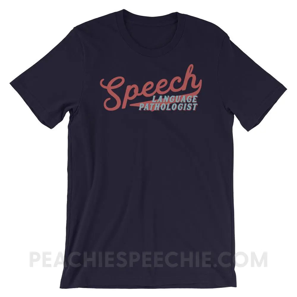 Sporty Speech Premium Soft Tee - Navy / S - T-Shirts & Tops peachiespeechie.com