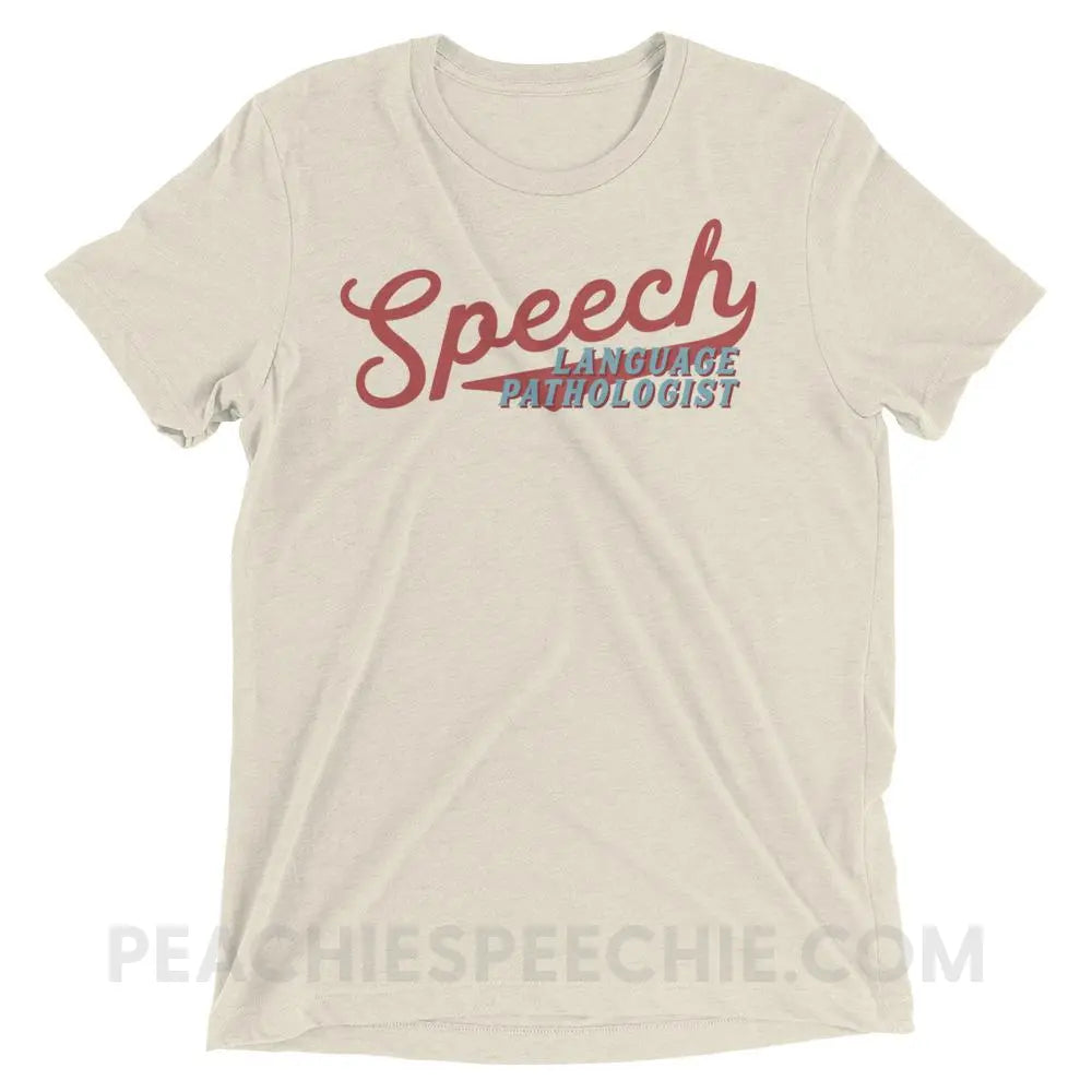 Sporty Speech Tri-Blend Tee - Oatmeal Triblend / XS - T-Shirts & Tops peachiespeechie.com