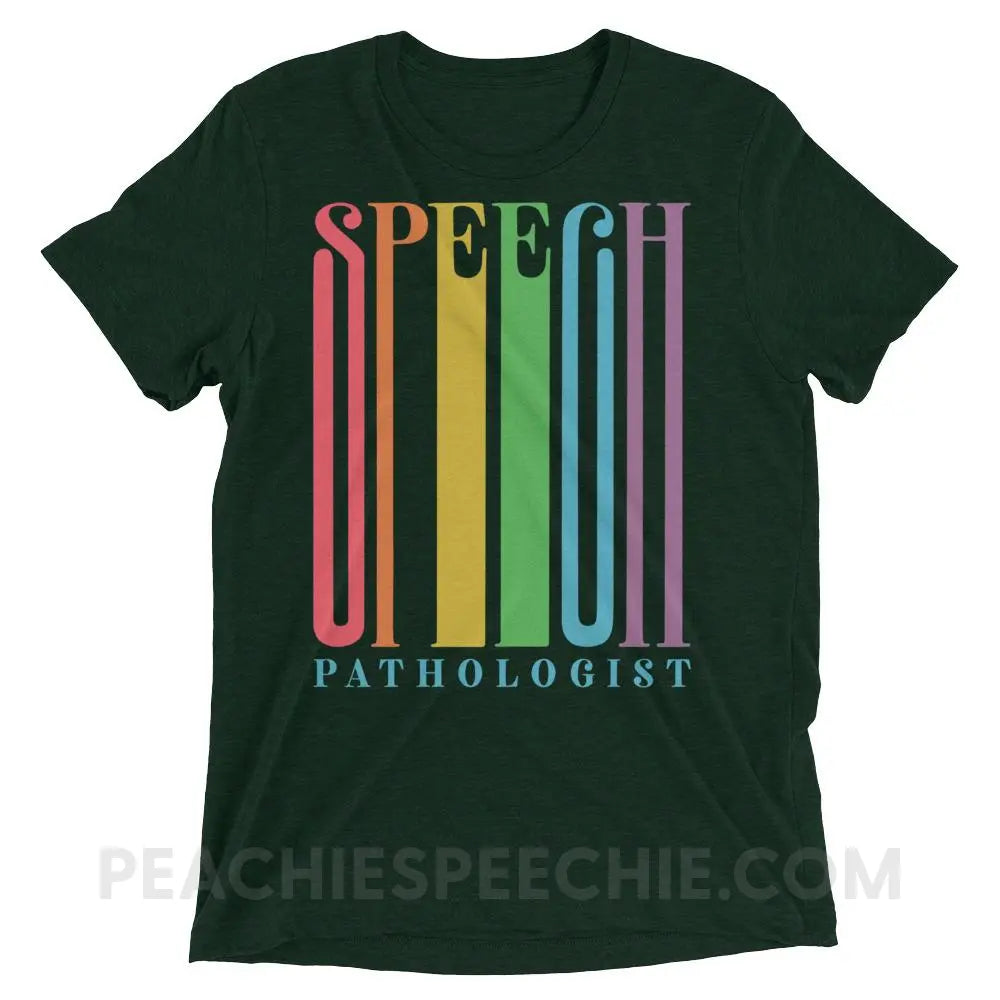 Stretchy Rainbow Speech Tri-Blend Tee - Emerald Triblend / XS - T-Shirts & Tops peachiespeechie.com