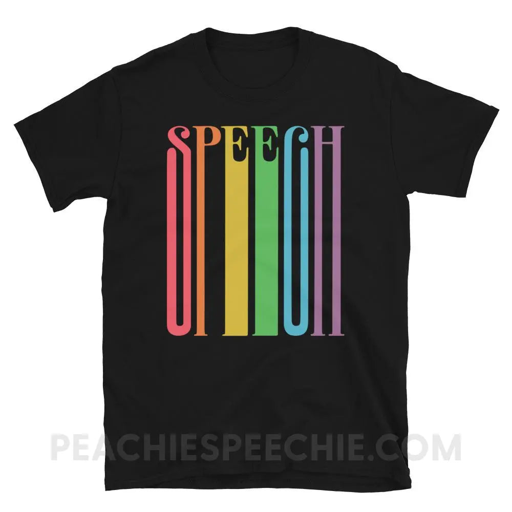 Stretchy Rainbow Speech Classic Tee - Black / S - T-Shirts & Tops peachiespeechie.com
