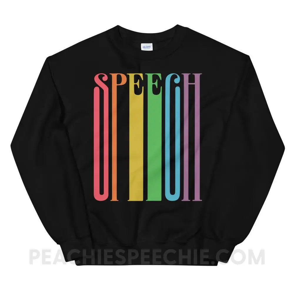Stretchy Rainbow Speech Classic Sweatshirt - Black / S - Hoodies & Sweatshirts peachiespeechie.com